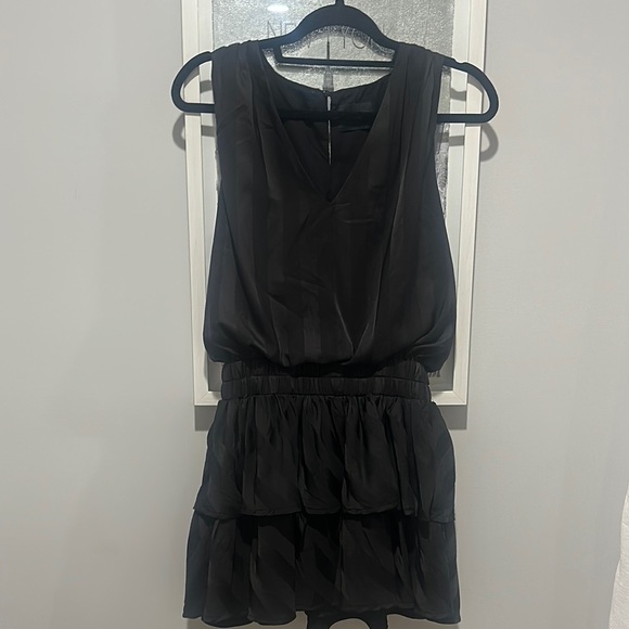 NWOT DO+Be black stripe ruffle dress size small - Picture 2 of 7